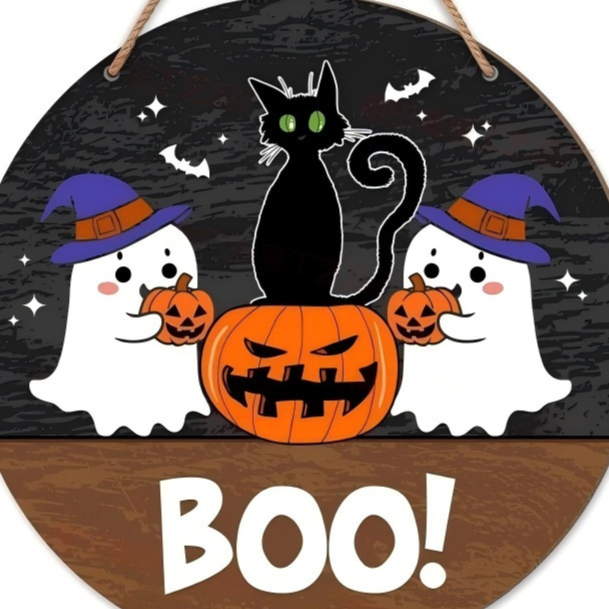 Halloween Boxwood Door Decoration