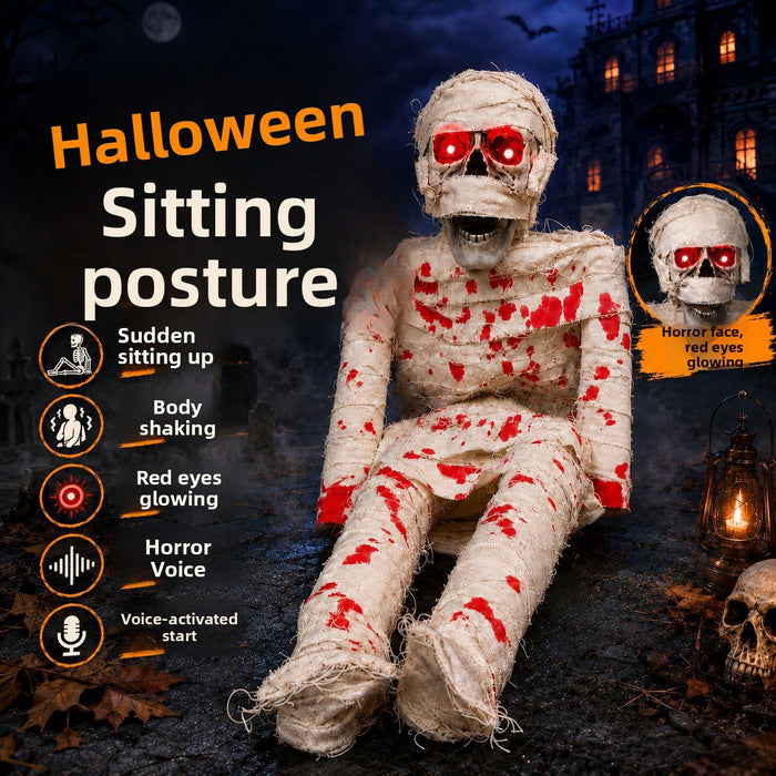Halloween Sound-Activated Sitting Corpse Prop