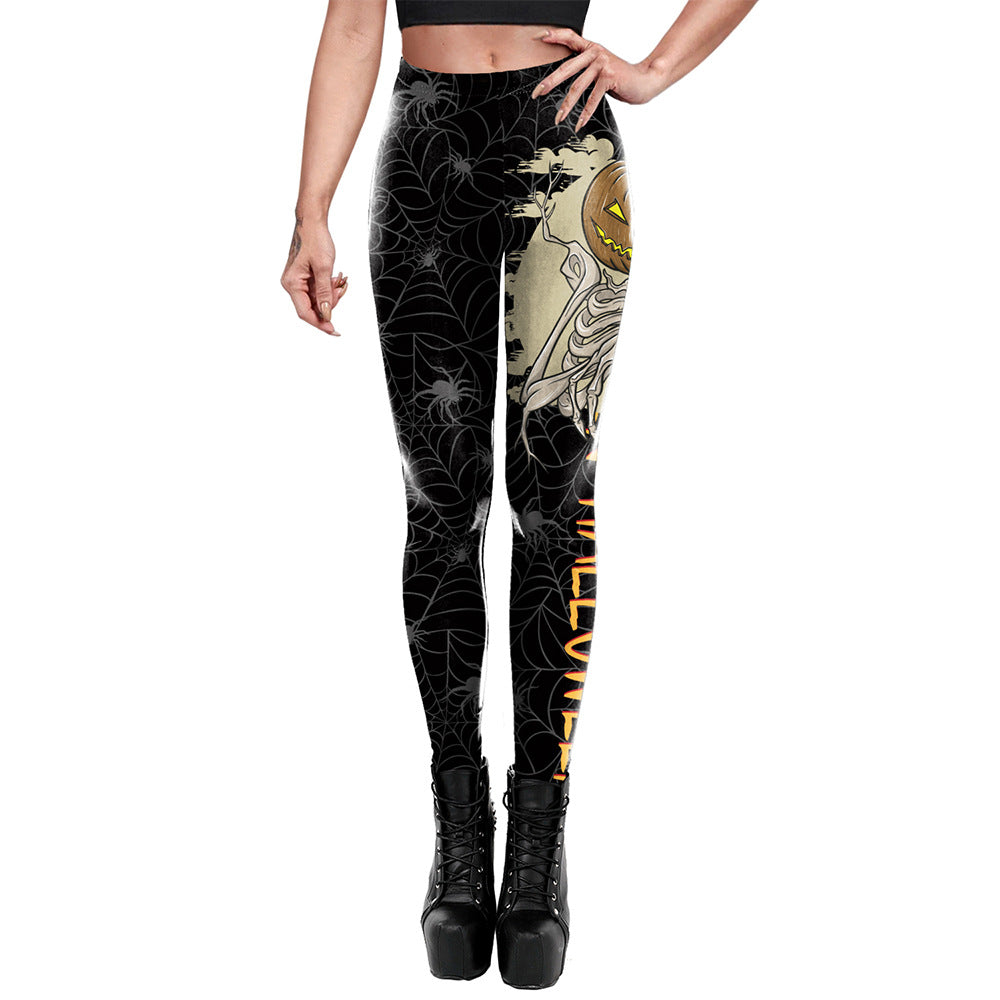 Halloween Spider Web Printed Yoga Pants