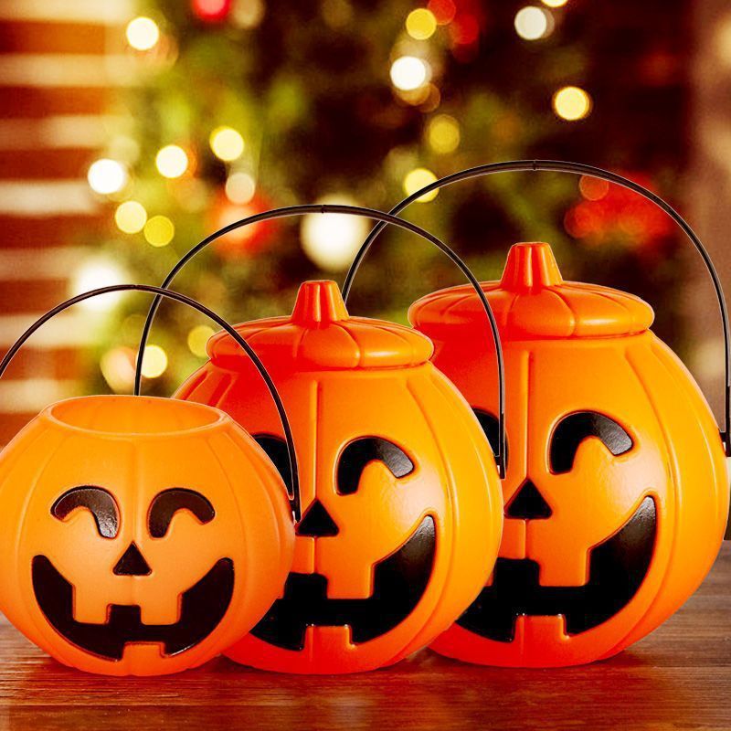 Halloween Pumpkin and Ghost Oil-Style Lantern - Plastic