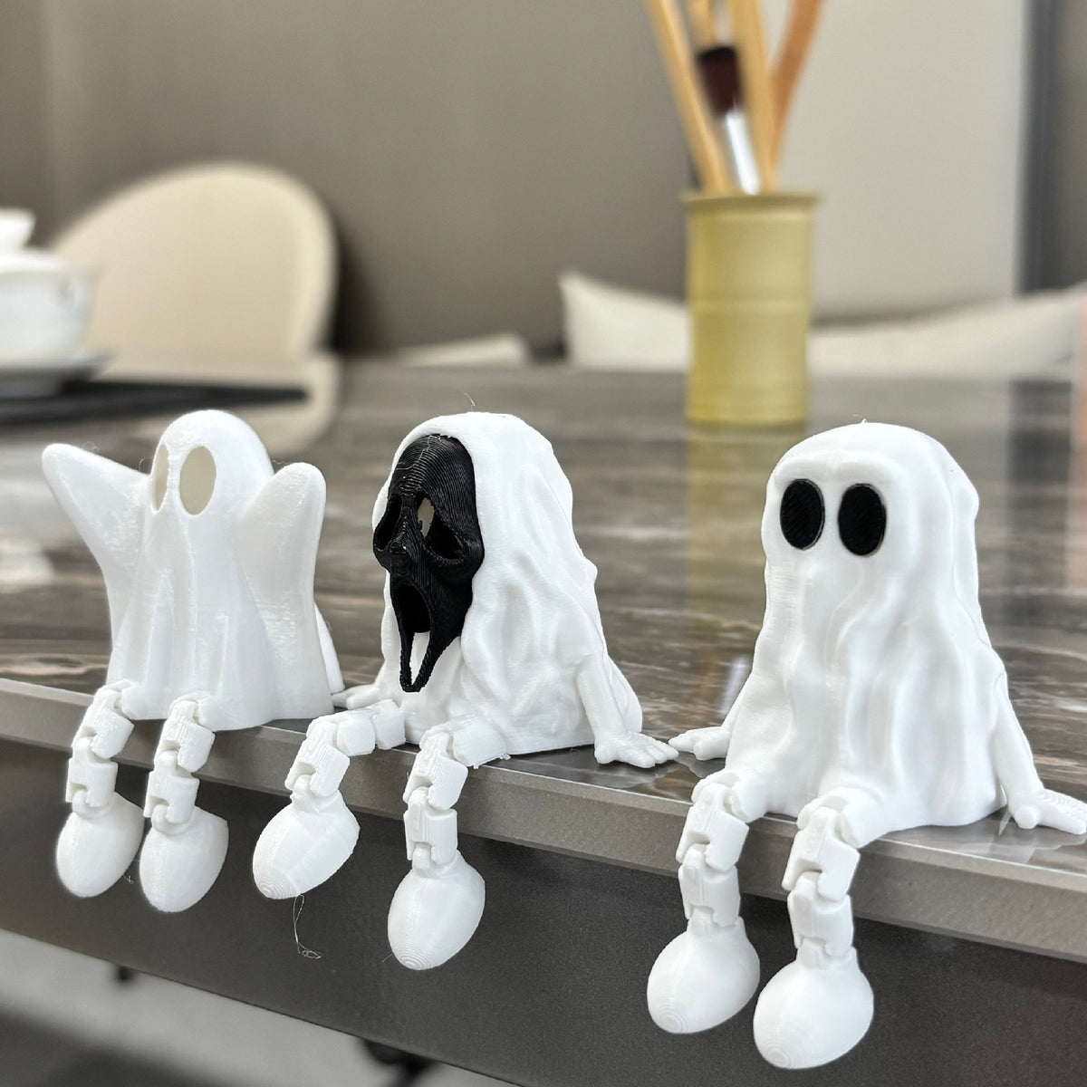 Halloween 3D Printed Articulated Ghost Figure - Plastic