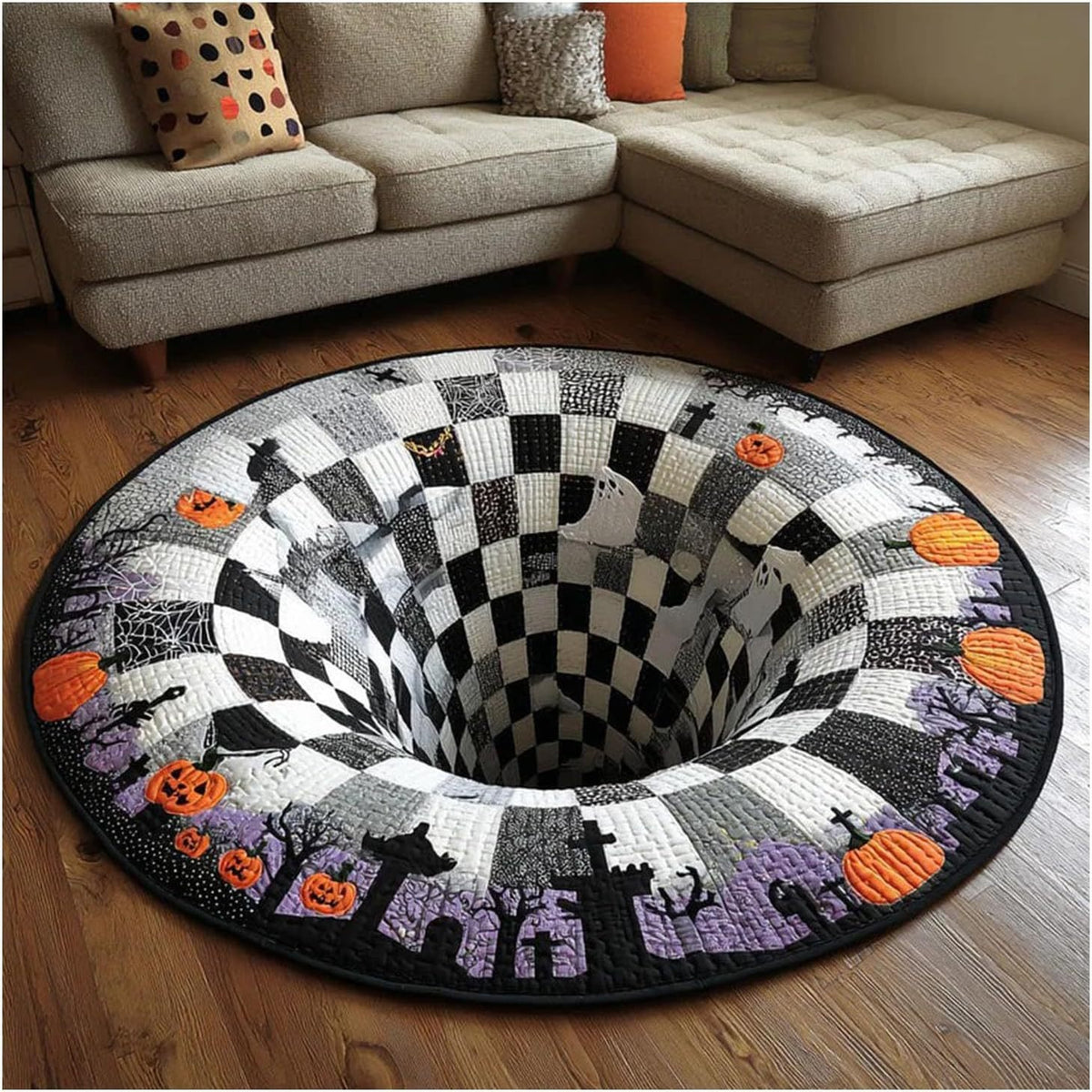 Halloween and Christmas Round Rug