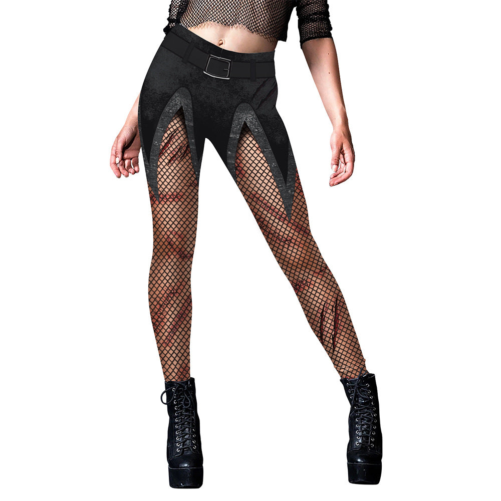 Halloween Spider Web Printed Yoga Pants