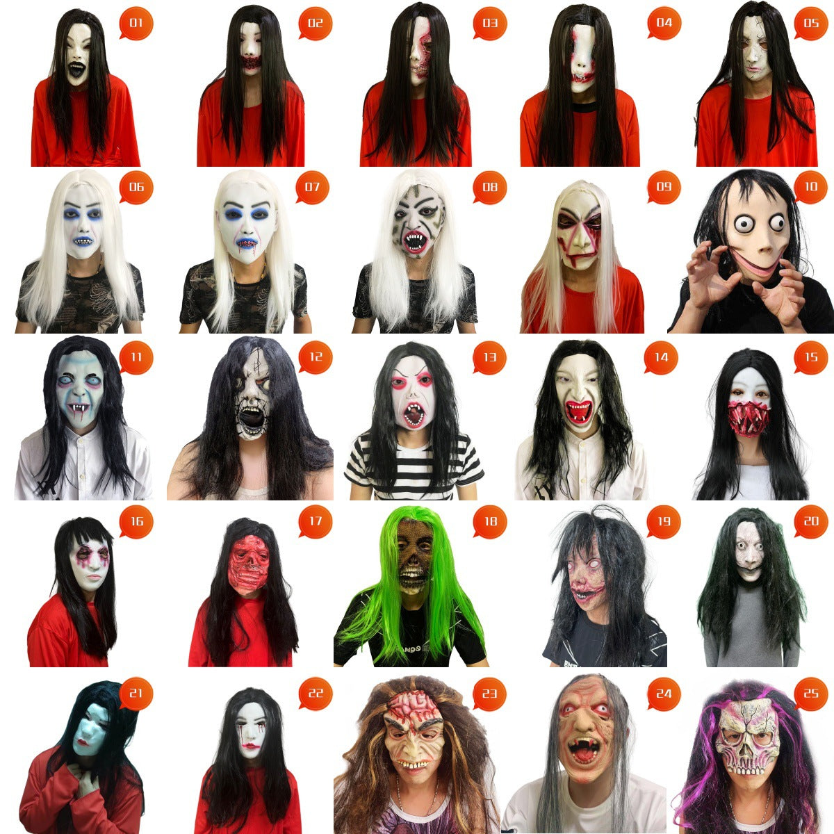 Horror Themed Latex Masks for Halloween and Parties