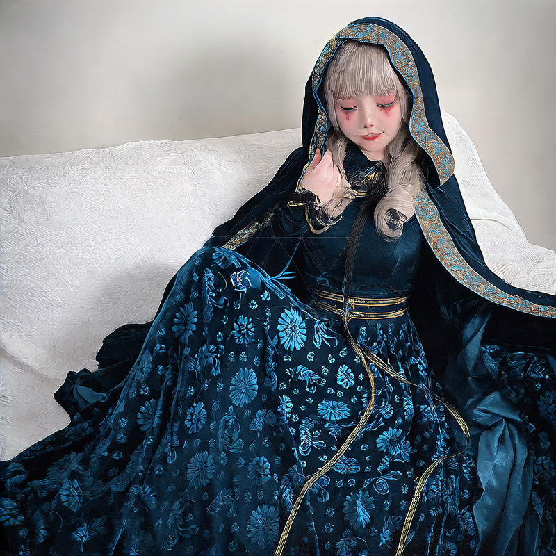 Halloween Witch Princess Costume Dress and Cape