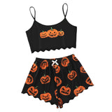 Halloween Pumpkin Print Sleeveless Pajama Set