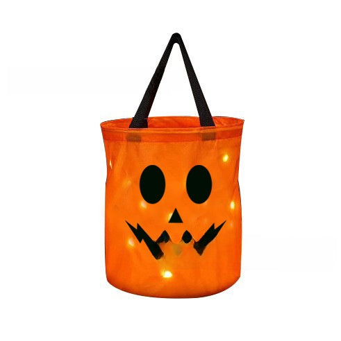 Halloween LED Pumpkin Candy Bucket - Metal