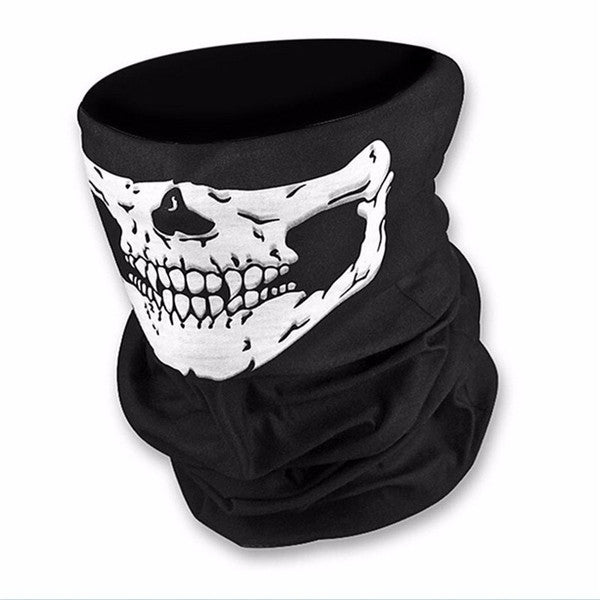 Halloween Skull Chin Mask and Skeleton Gloves - Cloth