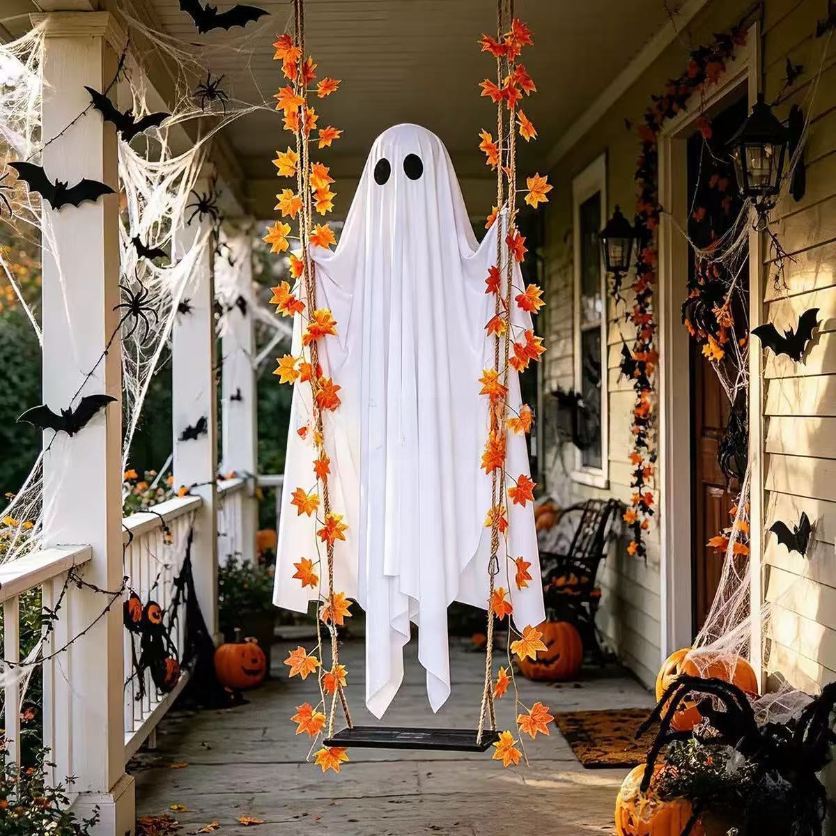 LED Illuminated Halloween Ghost Hanging Decoration - Fabric