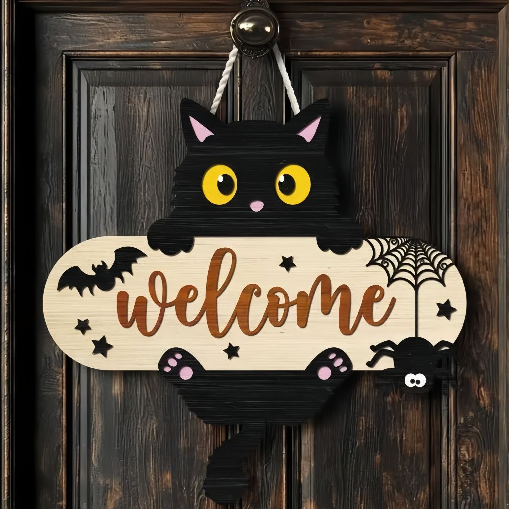Halloween Printed Boxwood Door Sign