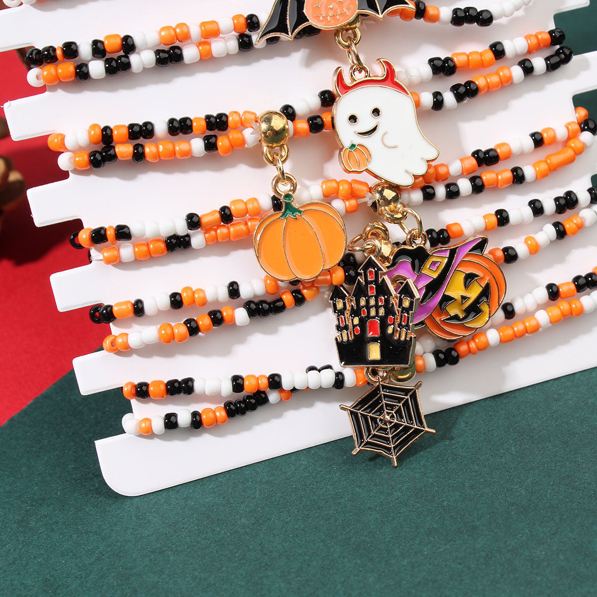 Halloween Beaded Bracelets - Pumpkin, Bat and Ghost Designs