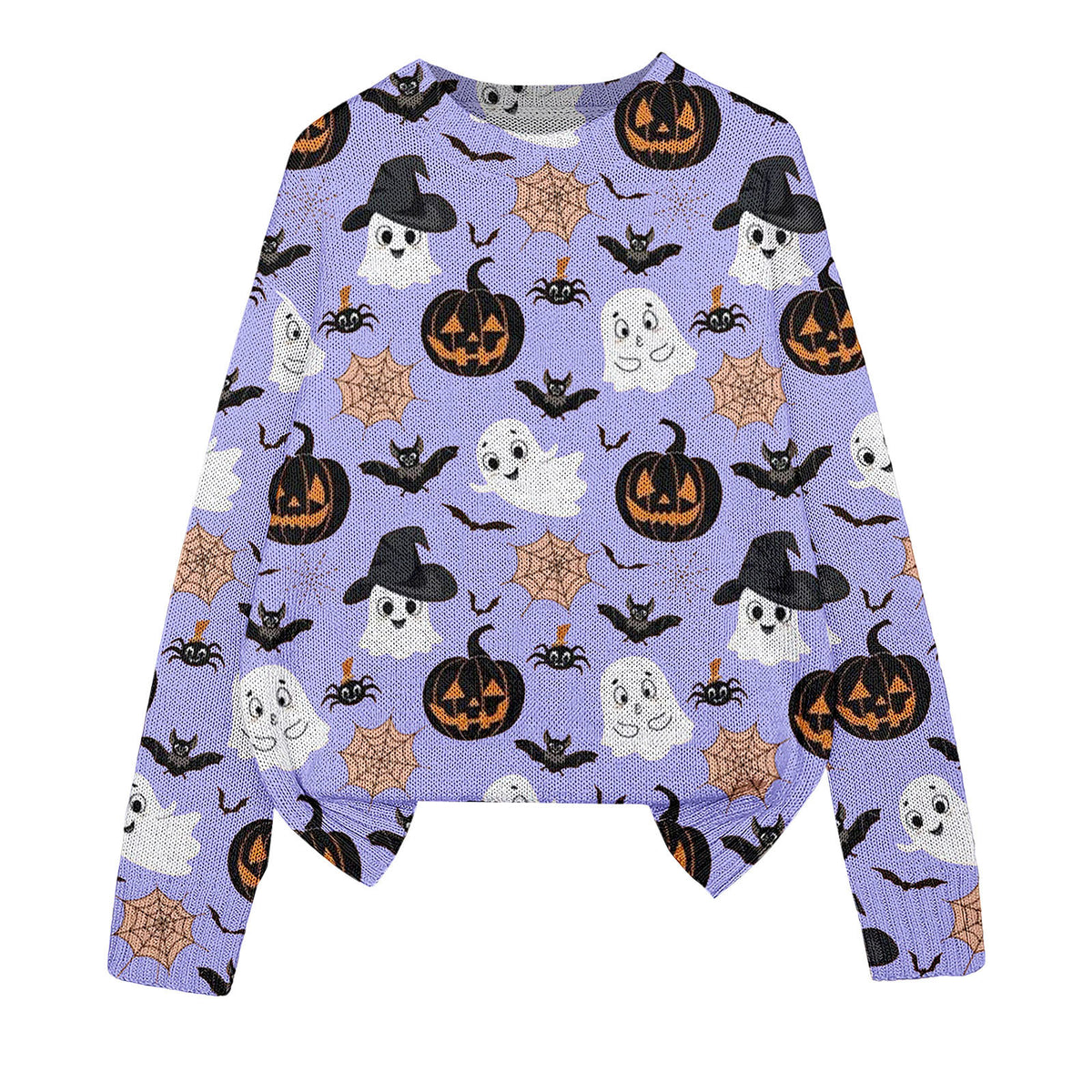 3D Print Halloween Round Neck Knitted Sweater - Polyester