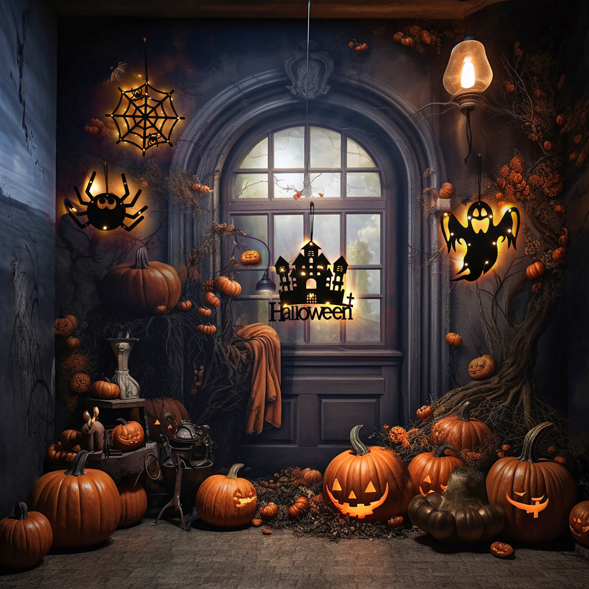 Halloween Light-Up Hanging Decorations - Plastic
