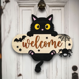 Halloween Boxwood Hanging Door Sign