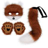 Halloween Plush Animal Cosplay Mask, Gloves and Tail Accessories
