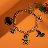 Halloween Charm Bracelet - Pumpkin, Ghost and Witch Hat - Alloy