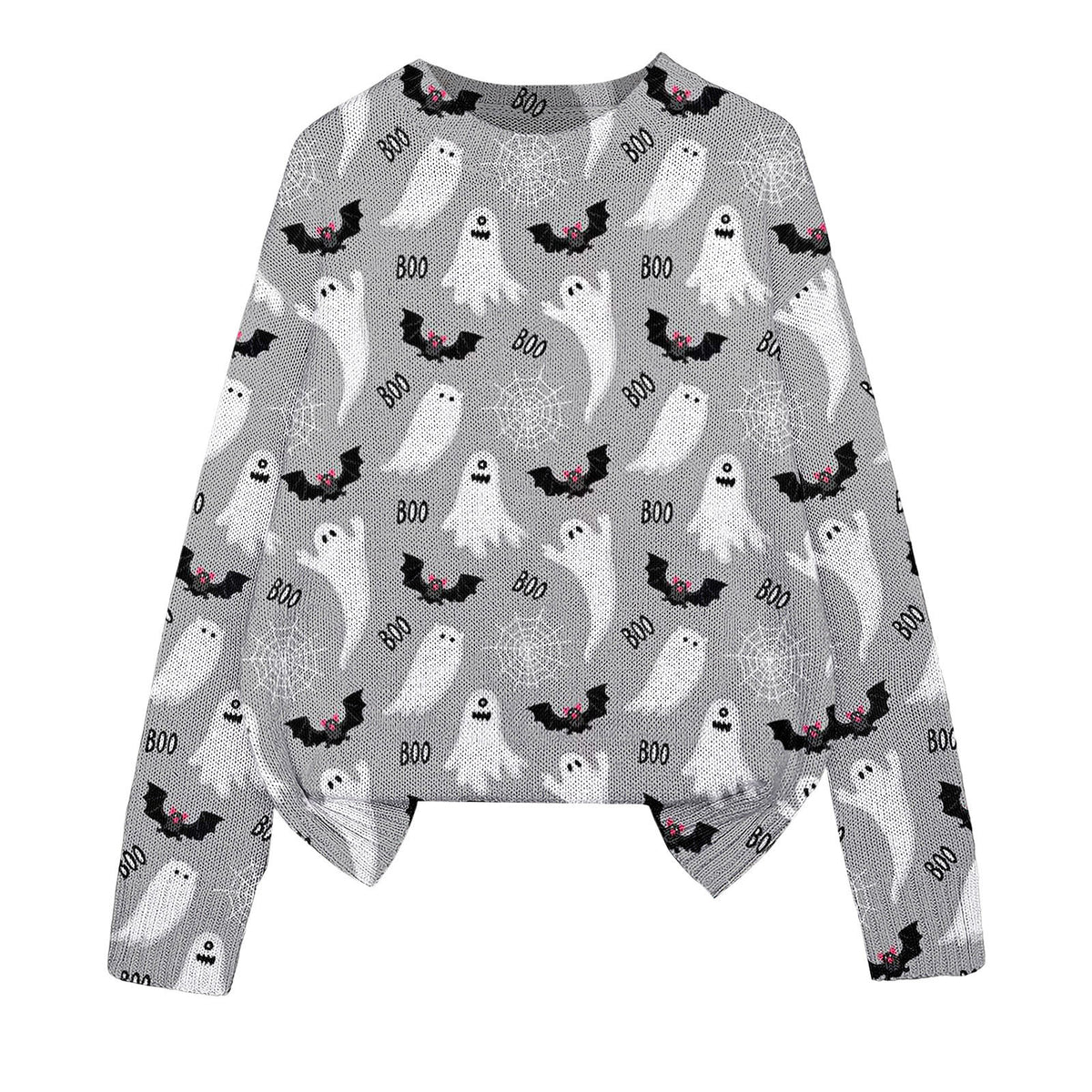 3D Print Halloween Round Neck Knitted Sweater - Polyester