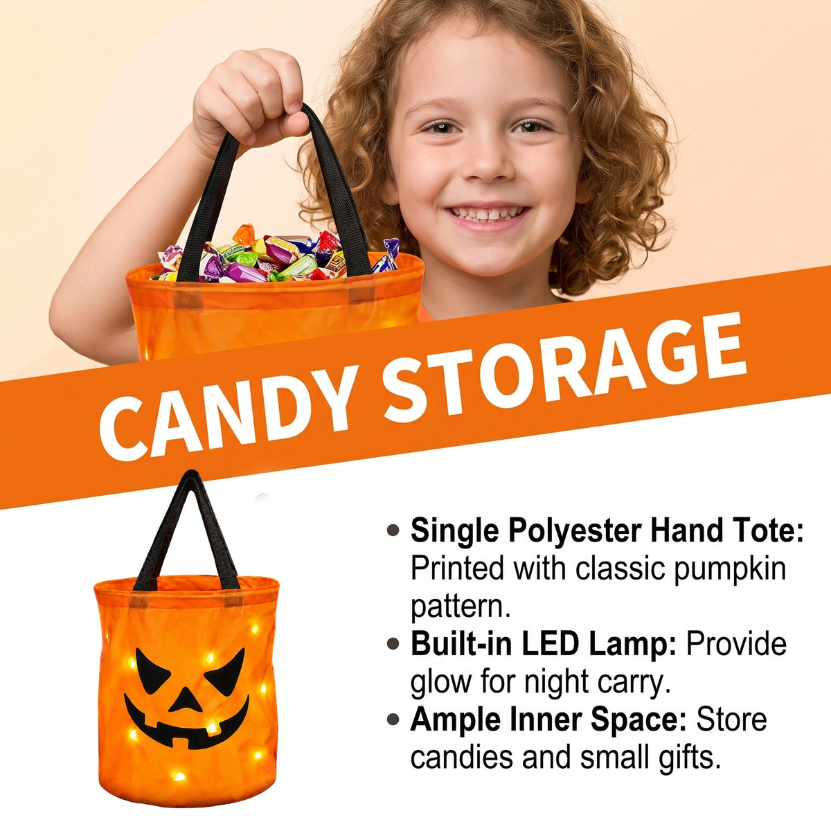 Halloween LED Pumpkin Candy Bucket