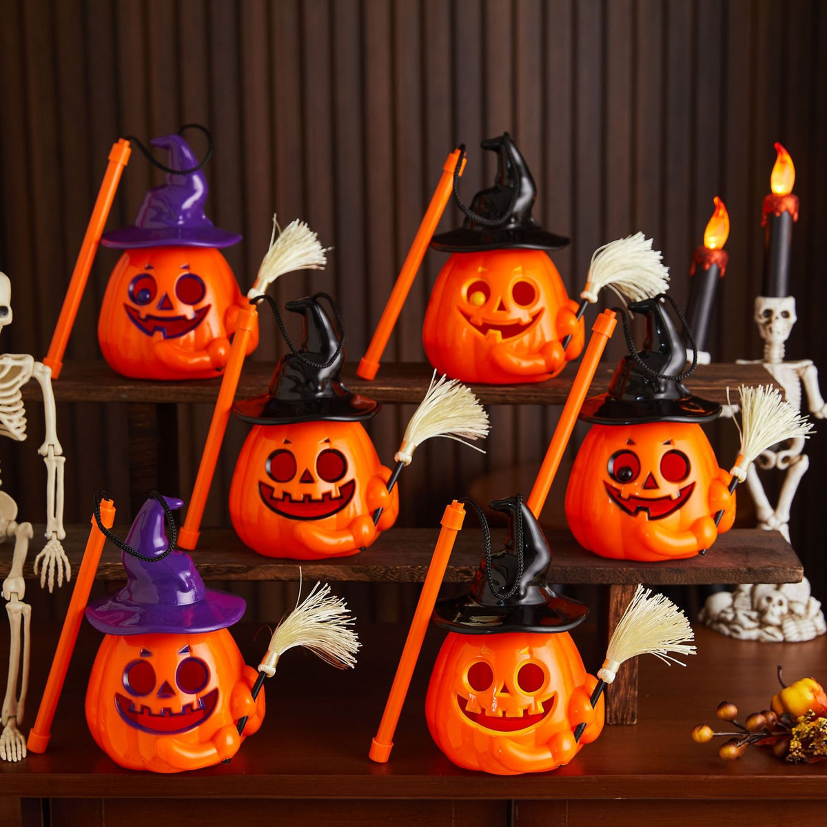Halloween Portable Light-Up Pumpkin Lantern - Plastic