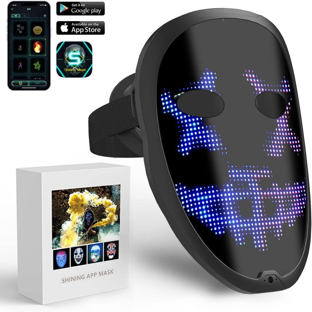 Halloween Bluetooth Gesture-Controlled LED Mask - Plastic