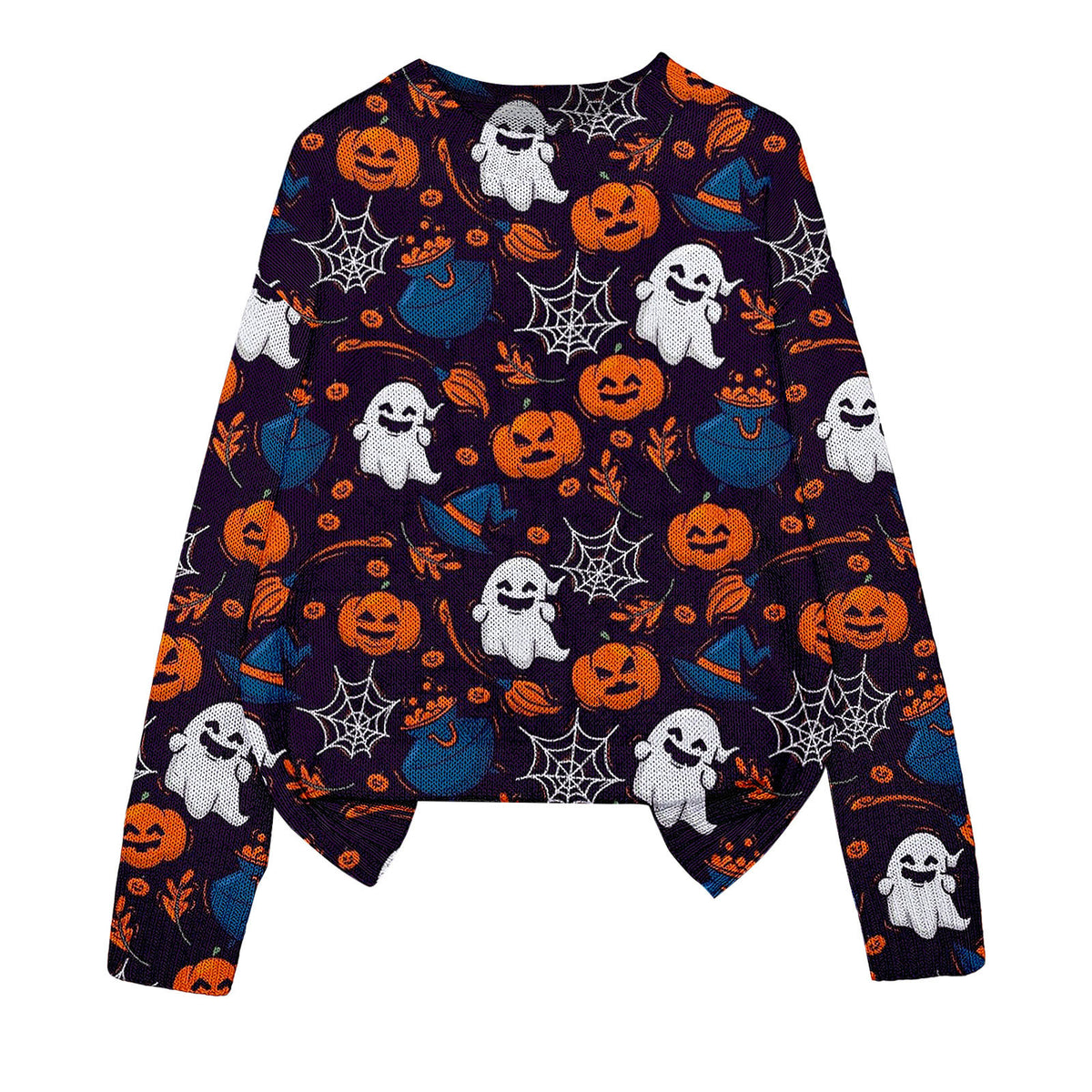 3D Print Halloween Round Neck Knitted Sweater - Polyester