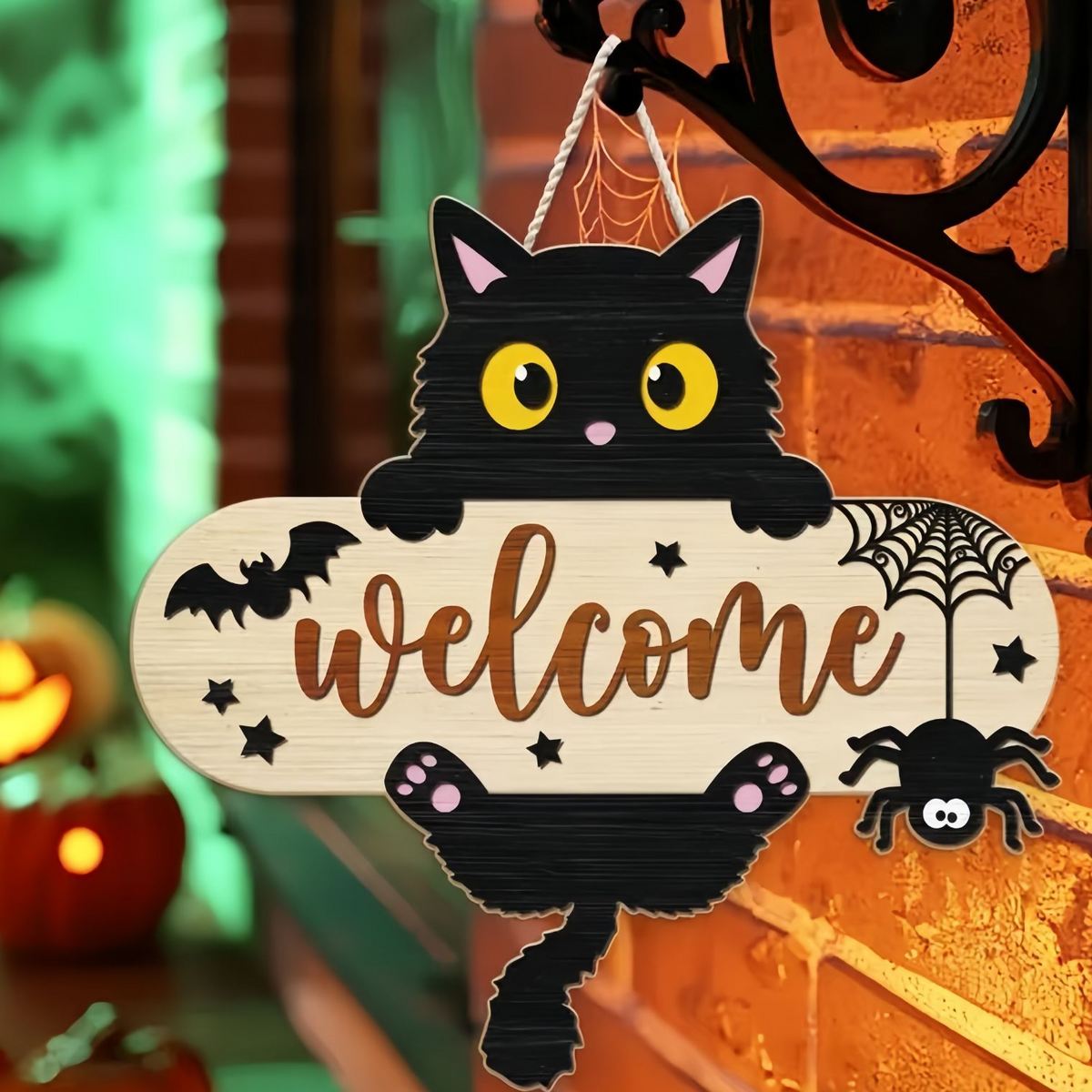 Halloween Boxwood Door Decoration