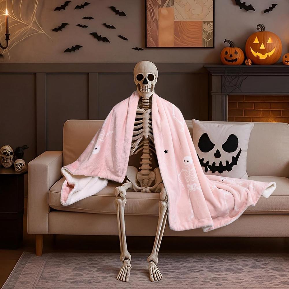 Halloween Sherpa Fleece Throw Blanket - Double-Sided