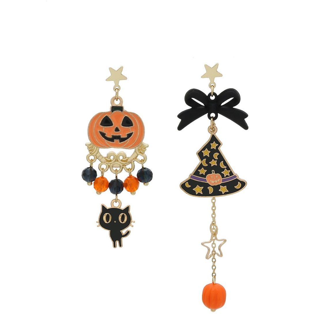 Gothic Halloween Pumpkin Ghost Earrings