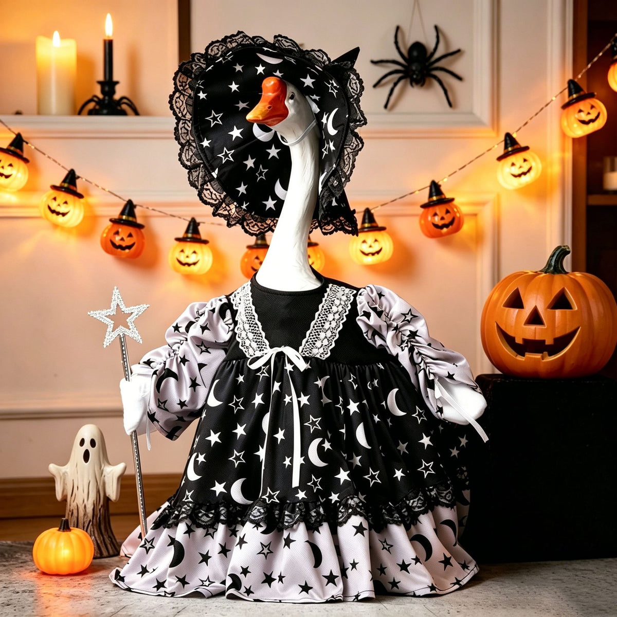 Halloween Witch Costume for Porch Goose Decoration