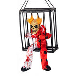 Halloween Hanging Cage Ghost with Lights and Sound - Plastic
