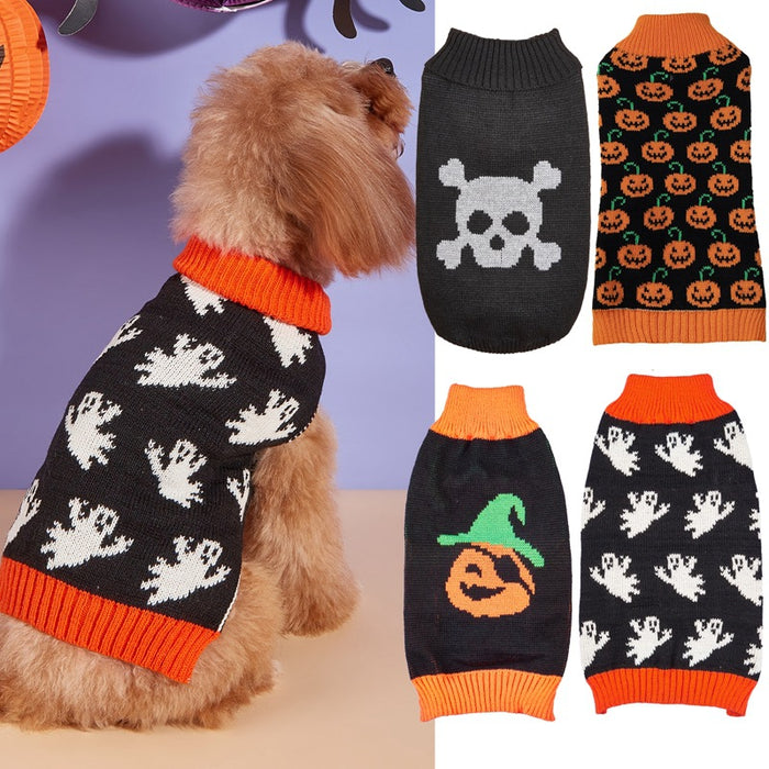 Halloween Pumpkin Knit Pet Sweater - Acrylic