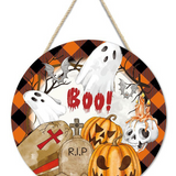 Halloween Boxwood Door Decoration