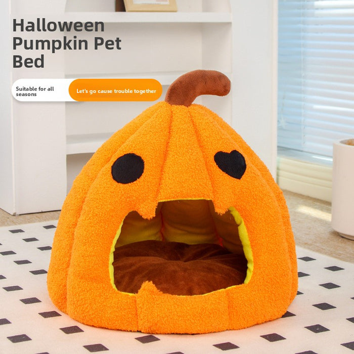 Halloween Pumpkin Pet Bed for Cats and Dogs