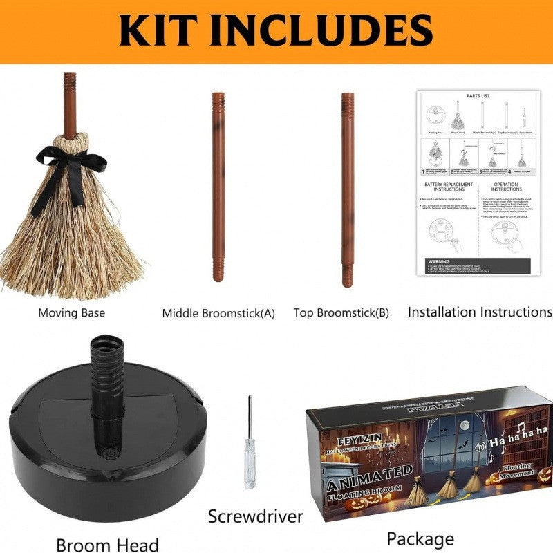 Halloween Floating Witch Broom Decoration