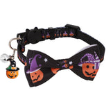 Adjustable Halloween Pet Collar with Bow and Bell
