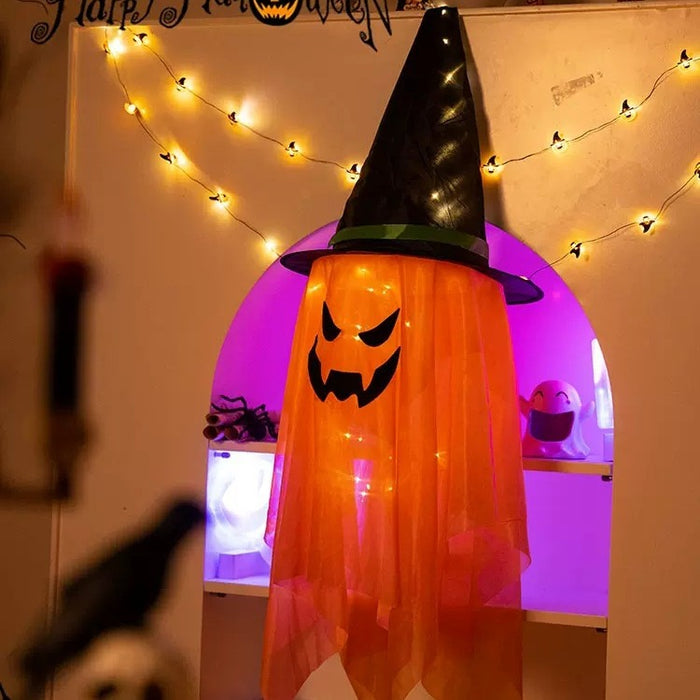 Luminous Wizard Hat Halloween Decoration with Warm Light - Cloth