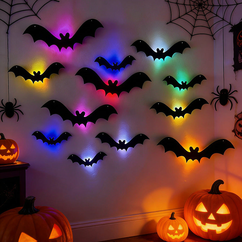 LED Light Up Bat Wall Stickers Halloween Decorations - Felt