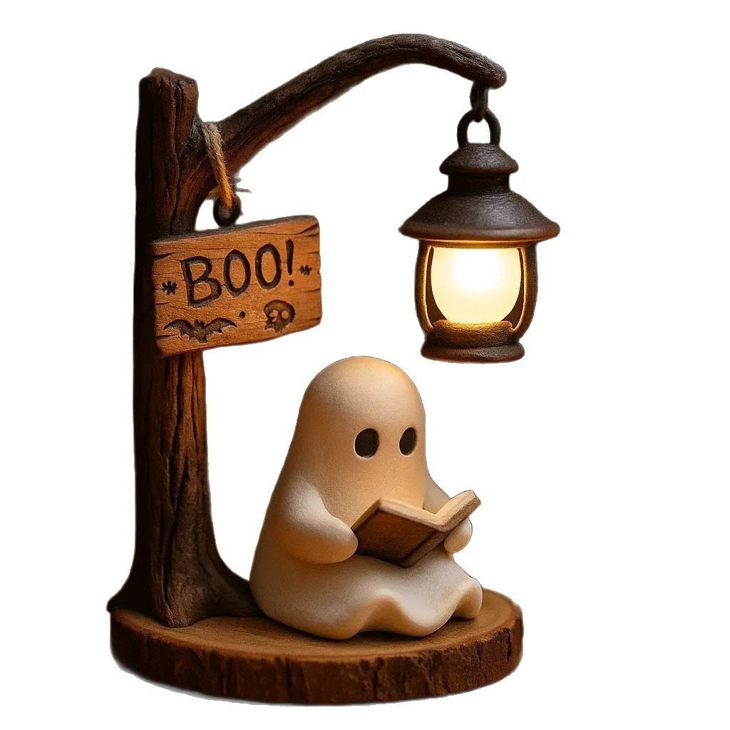 Halloween Reading Ghost Tree LED Lamp - Resin