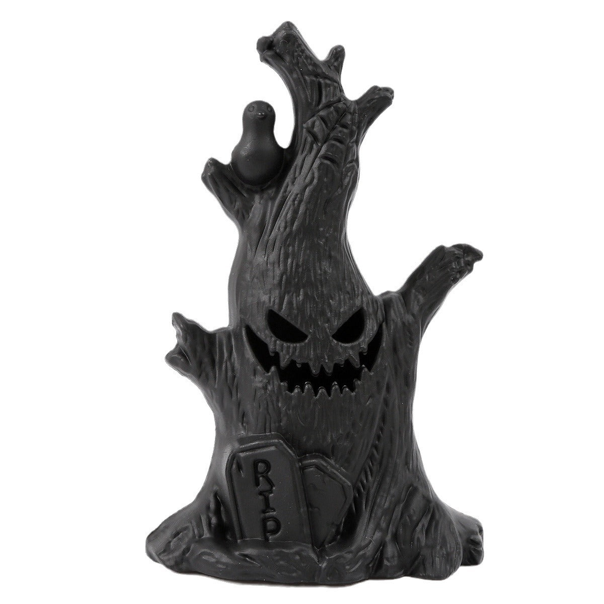 Halloween Pumpkin and Ghost Tree Stump Light - Plastic