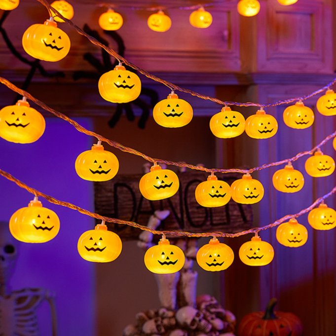 Halloween Pumpkin and Maple Leaf LED String Lights - PVC
