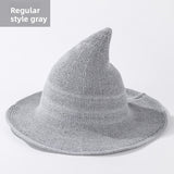 Halloween Knitted Witch Hat - Foldable Pointed Costume Hat