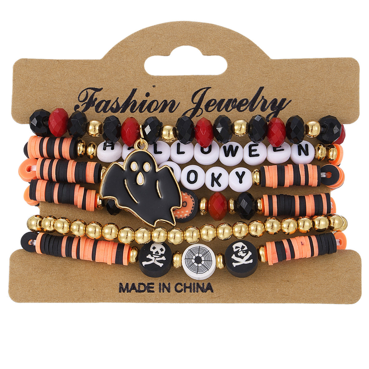 Halloween Pumpkin and Skull Bracelet