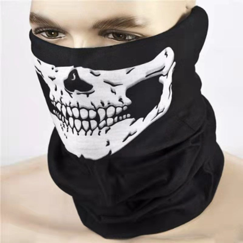 Halloween Skull Chin Mask and Skeleton Gloves - Cloth