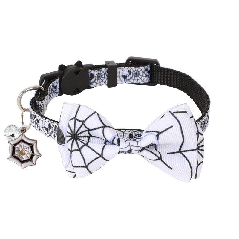 Adjustable Halloween Pet Collar with Bow and Bell
