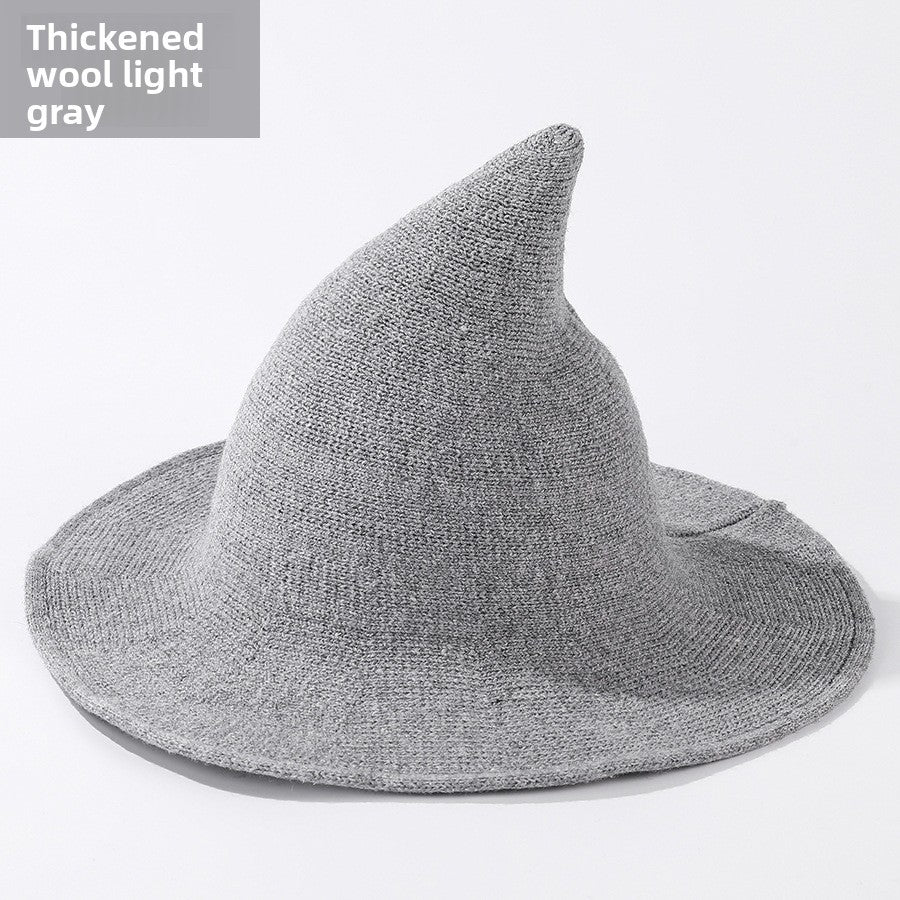 Halloween Knitted Witch Hat - Foldable Pointed Costume Hat
