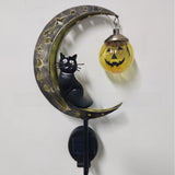 Halloween Black Cat and Pumpkin Garden Light - Metal