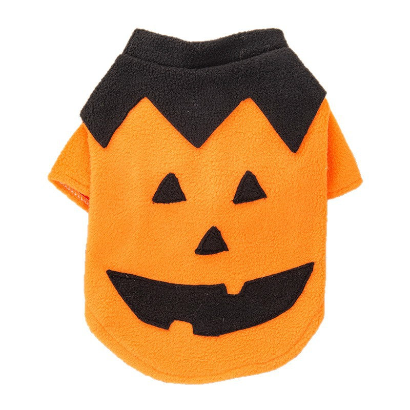 Fleece Lined Pet Costume Halloween Pumpkin Design