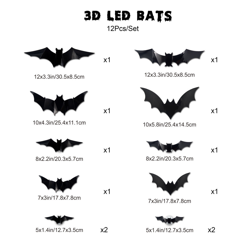Halloween LED Glow Bat Wall Stickers