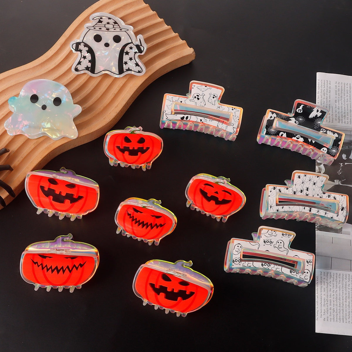 Halloween Pumpkin Ghost Hair Clip - PVC