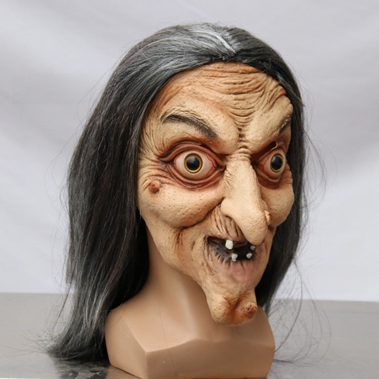 Halloween Witch Hat with Long Hair - Latex